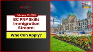 showcasing BC PNP jobs in childcare, construction, healthcare, technology, and veterinary care.