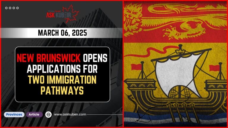 A diverse group of professionals discussing New Brunswick Immigration opportunities under the new PNP pathways.