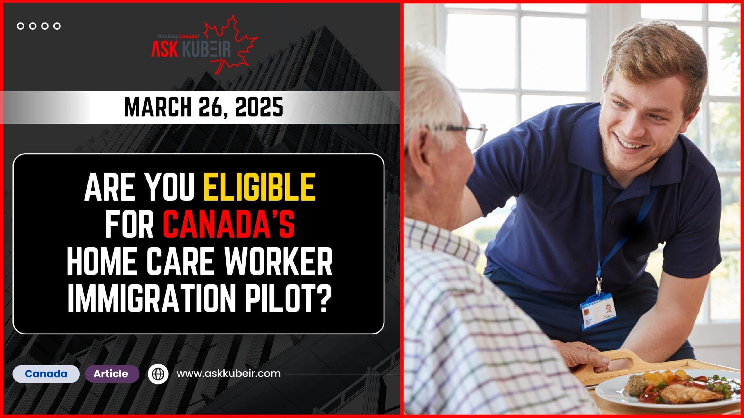 Home Care Worker assisting a patient in a home setting as part of Canada's immigration pilot.