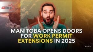 Skilled worker applying online for Manitoba work permit extension in 2025