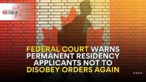 Image showing Federal Court warning regarding permanent residency applications and legal consequences for disobedience.