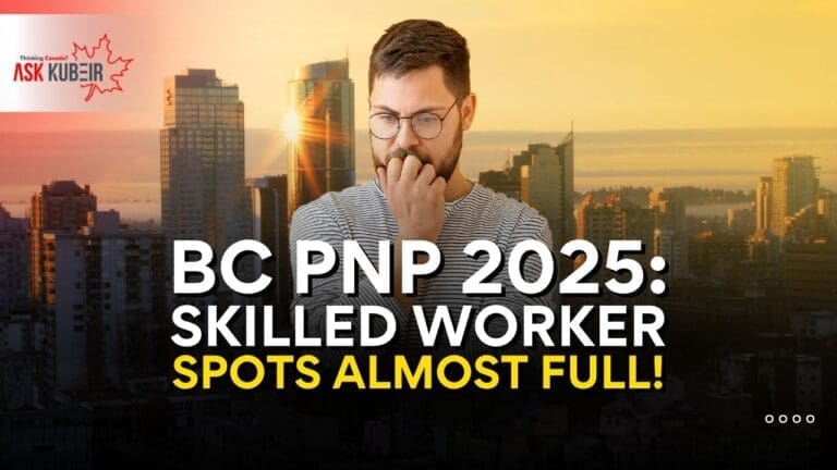 Infographic showing BC PNP 2025 immigration draw results and nomination priorities