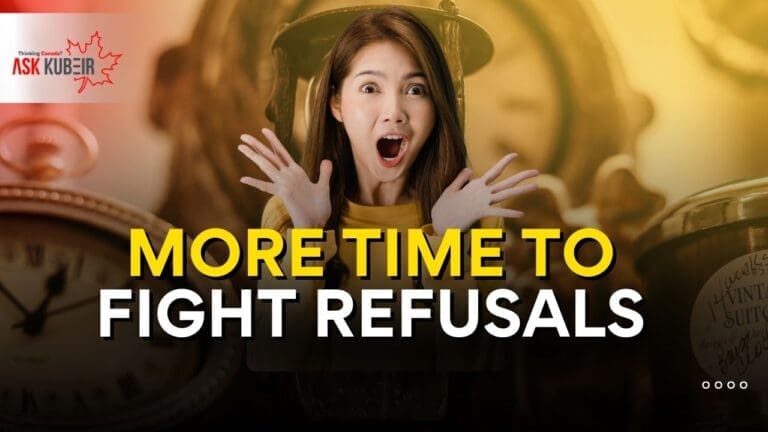 Immigration applicant reviewing Canada judicial review extension notice on laptop