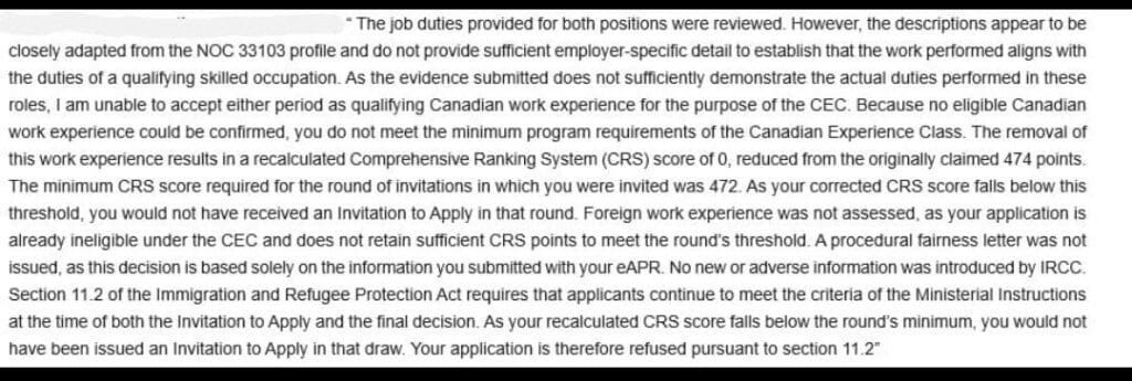 NOC Duty Refusals: Why IRCC Is Rejecting Work Experience Letters